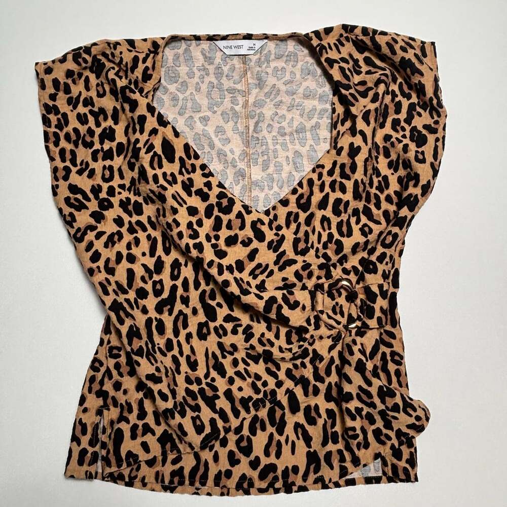 Nine West Leopard Print Top Size M